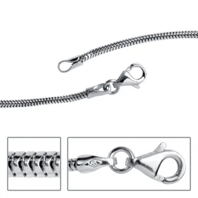 Produktbild von JOBO Schlangenkette 585 Weißgold 1,6 mm 45 cm Gold Kette Halskette Karabiner