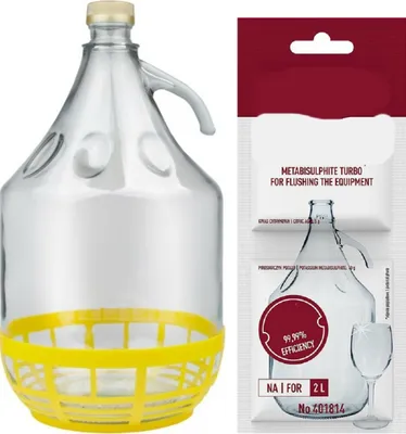 Produktbild von 5L Flasche +Schwefelpulver GLASBALLON Weinballon Glasflasche Gärballon