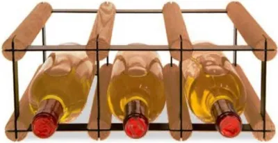 Produktbild von Modulares Weinregal VINOTECA MOD METAL | HxBxT 12,5x32,5x24,5cm | 3x1 Flaschen | Massives Kiefernholz | Braun geölt