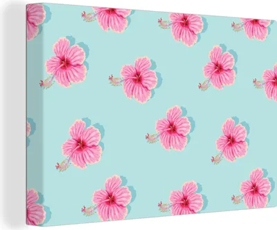 Produktbild von OneMillionCanvasses® - Leinwandbilder - 150x100 cm, Blumen - Sommer - Rosa - Muster, Wandbilder Kunstdruck Wanddekoration