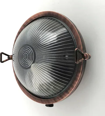 Immagine prodotto di Lampada da esterno a parete in ottone con vetro massiccio Ø 17,5 cm rotonda IP64 in rame antico E27 luce marittima da cantina