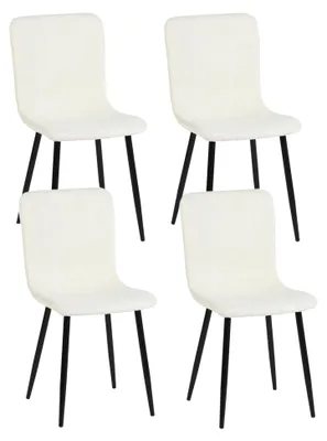 4er-Set ergonomische Stühle, skandinavisch, weiß, 44x54x87 cm, Stoff