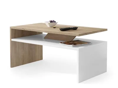 Produktbild von All4All kleiner Couchtisch Pico , Kaffeetisch , Wohnzimmertisch , Sofatisch mit Ablage , kleiner Tisch , 90x50cm , 05 , Sonoma Eiche + Weiß