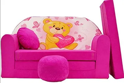 Immagine prodotto di Divano letto per bambini con poggiapiedi e cuscino, rosa
