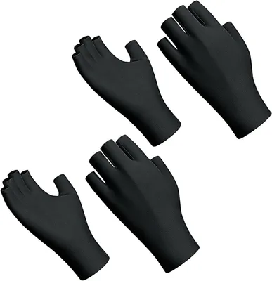 Productafbeelding van 2 paar vingerloze UV-handschoenen voor dames - Zwarte antislip nagelbescherming en zonbescherming