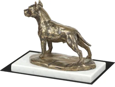 Immagine prodotto di American Staffordshire Terrier, Amstaff - statua di cane, figura su marmo bianco, trofeo per l'esposizione canina Art Dog