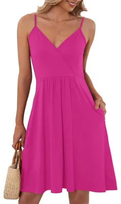 Produktbild von AUSELILY Sommerkleid Damen Strandkleid Rosenrot L