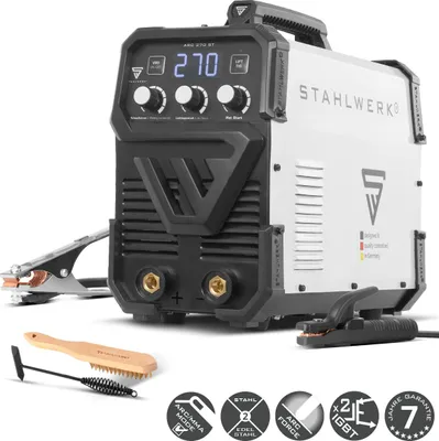 Produktbild von STAHLWERK Elektroden-Schweißgerät ARC-270 ST – MMA (E-Hand) bis 270 A, Schweißen ohne Gas, Lift-TIG Inverter 400 V, Überhitzungsschutz, Smartkühlung