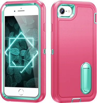 Produktbild von Hülle für iPhone 8 Plus/7 Plus/6 Plus/6s Plus Hybrid Dreilagige Robust Stoßfest Schwerlast Schutzhülle mit Ständer Rosa