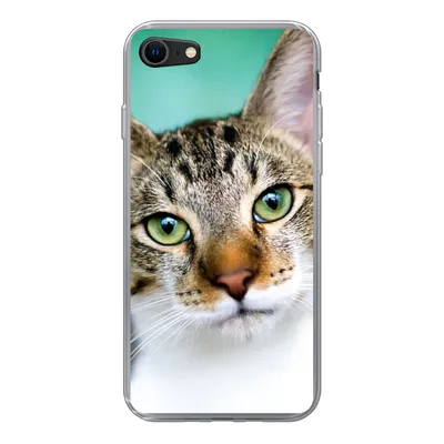 Produktbild von MuchoWow® Handyhülle Schutzhülle Hülle für iPhone SE 2020 Katze - Porträt - Augen Silikon Softcase Handy Hülle - Kartenbesitzer