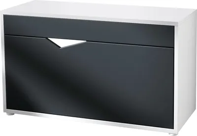 Produktbild von Vladon Kolmio Schuhbank, Sitzbank für 8 Paar Schuhe, Schuhregal mit Sitzfläche, Weiß matt/Schwarz matt (85 x 50 x 33 cm)
