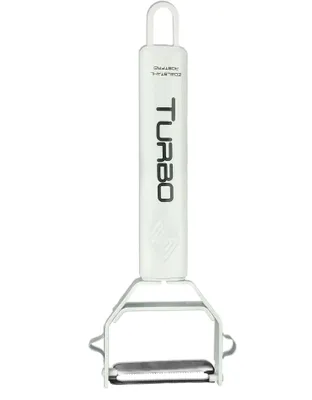Image de TURBO PRODUKTE : Éplucheur de légumes Turbo Original 3 en 1, couleur blanche – Acier inoxydable, pour éplucher à l'avant et à l'arrière
