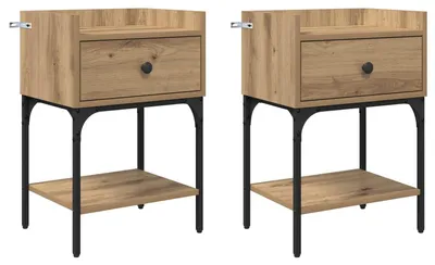 Image de Table de chevet 2 pcs Chêne artisanal 40 x 29 x 60 cm