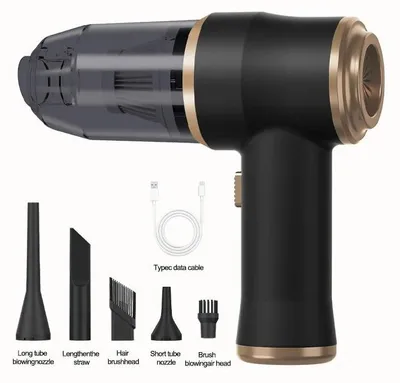 Obrázek produktu pro Přenosný vysavač do auta a domácnosti – ruční vysavač XCQ-808 – bezdrátový – výkonný – dobíjecí, včetně akumulátoru – pro auto, koberce a zvířecí chlupy – černý