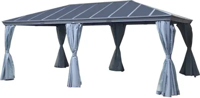 Produktbild von Freistehende pergola "belize" graphit 3,6 x 6m aus aluminium und polycarbonat - Hespéride