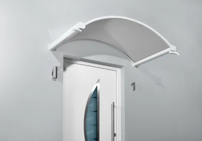 Produktbild von Gutta Bogenvordach NO 160x90 cm weiß mit Polycarbonat-Abdeckung klar