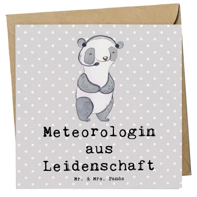 Produktbild von Mr. & Mrs. Panda doppelkarte Meteorologin Leidenschaft - Grau Pastell - Geschenk, Klappkarte, Glückwunschkarte, faltkarte, anlasskarte, Grußkarte