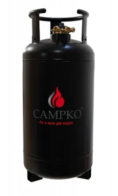 Obrázok produktu pre Plynová fľaša CAMPKO s objemom 36 litrov s viacfunkčným ventilom, ventilom OPD s 80 % ochranou proti preplneniu