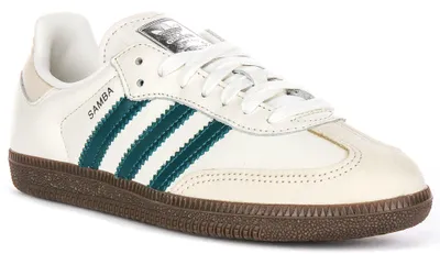 Productafbeelding van Adidas Samba OG in crèmekleurig en groen voor dames – maat 5.5 UK - 38 2/3 EU - 7 US / Crème