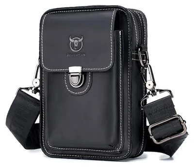 Produktbild von Vintage-Handytasche für Herren, kleine Schultertasche - Schwarz
