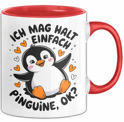Produktbild von Pinguin Tier Tasse Geschenk Lustige Geschenkidee Spruch Ich Mag Halt Einfach Pinguine (Rot)