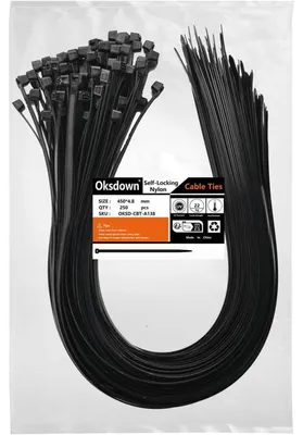 Produktbild von Kabelbinder Schwarz 450mm x 4,8mm UV-beständig Nylon 250 Stück 22kg Zugfestigkeit