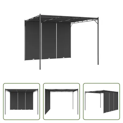 Produktbild von The Living Store Gartenpavillon mit Seitenvorhang 3x3x2,25 m Anthrazit