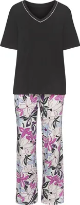 Produktbild von LASCANA Pyjama 2 -teilig rosa-schwarz-geblümt Größe 40/42