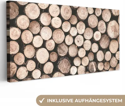 Produktbild von MuchoWow® - Leinwandbilder - Baumstämme - Winter - Natur, Wandbild, Wanddeko Bilder Wohnzimmer, 40x20 cm