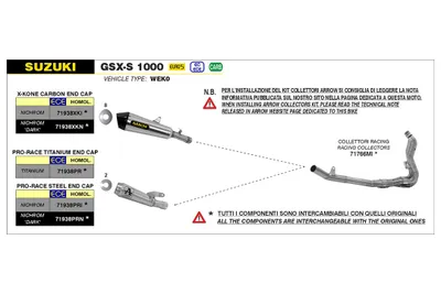 Zdjęcie produktu dla ARROW wsuwany układ wydechowy x-kone ciemny do Suzuki Gsx-s 950