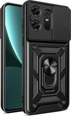Produktbild von Motorola Edge 50 Pro Hülle - Coverup Armor Ring Ständer Back Cover mit Kamera Schutz - Schwarz