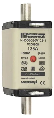 Obrázek produktu pro Pojistková vložka NH-ZERO 125A, velikost 00, AC500V - Nízkonapěťová pojistka HRC NH0 125A NH00GG5...