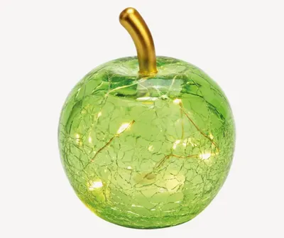 Produktbild von Seyila Home Dekorative Glas Apfel LED Leuchte mit Timer, Crackle-Glas, Tischlampe für Wohnraum, Deko