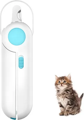 Produktbild von Nagelknipser mit Led-Licht für Katzen, 2-in-1 Krallenschere mit Nagelfeile und Spritzfest Schutzvorrichtung für Katzen