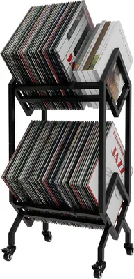 Produktbild von Famanu Vinylregal mit Rollen - Platz für 150 LPs, modernes Design