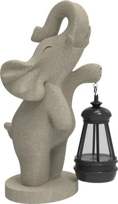 Obrázek produktu pro Figurka zahradní dekorace slon lucerna pryskyřice šedá 26 x 13 cm