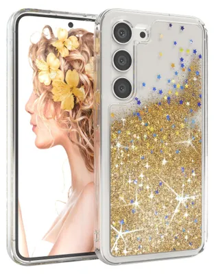 Produktbild von EAZY CASE - Glitzer Hülle kompatibel mit Samsung Galaxy S23 Glitzer Schutzhülle, Soft Case, Backcover Transparent mit Motiv