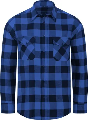 Produktbild von Flanellhemd Karohemd Holzfäller Arbeitshemd Flanell Hemd Baumwolle Gr. S-4XL NEU blau/schwarz kariert 4XL