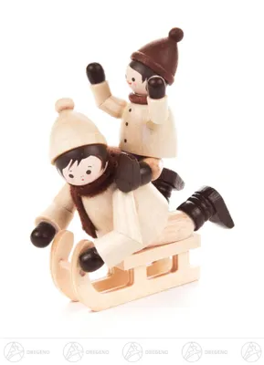 Produktbild von Thiel-Figur Schlittenfahrt "Rodelspass" - natur (7cm) von Romy Thiel