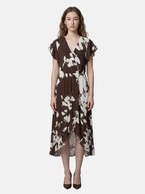 Produktbild von Roberta Rossi Damenkleid Militärgrün Blumenmuster 100% Viskose Verde Militare UNICA VS 136-Military
