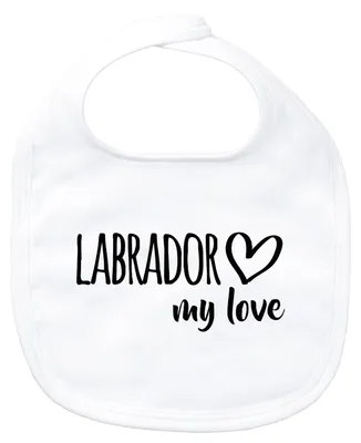 Produktbild von Huuraa Baby Lätzchen Labrador my love White Klettverschluss  Baumwolle Latz Geschenkidee