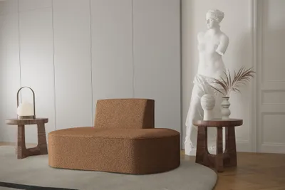 Productafbeelding van Design fauteuil MILOT, bekleed met stof Ascot in de kleur goudbruin