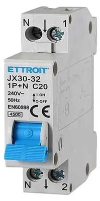 Imagen del producto de INTERRUPTOR MAGNETOTÉRMICO COMPACTO ETTROIT, 1P+N, Corriente nominal 20A