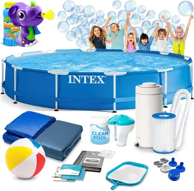 Produktbild von Gartenpool mit Rahmen 366 x 76 cm, 16-in-1, INTEX 28212 + Luftpumpe GRATIS