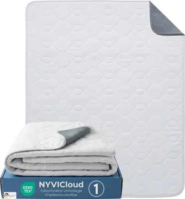 Produktbild von NYVI Inkontinenzunterlage NYVICare 75x90 cm - wiederverwendbare Inkontinenzauflage - Bei 95°C waschbar kochfest, wasserdichter Matratzenschutz - Inkontinenz Bettunterlage
