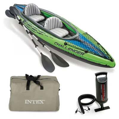 Image de Intex Bateau gonflable Bateau de pêche Kayak Challenger K2, Set incl. pagaie alu et pompe, 351 x 76 x 38cm, 2 personnes, 68306