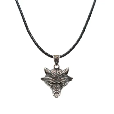 Produktbild von Lederkette Edelstahl 316 VIKING WOLF 60 cm Silber Lederkette