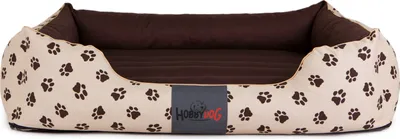 Produktbild von Hobbydog Hundebett Schlafplatz Hundekissen - Prestige - 85 x 65 x 24 cm [Größe: XL] - Beige mit Pfoten