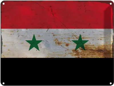 Produktbild von vianmo Blechschild 30x40 cm Syrien Syria Flagge Fahne Wappen