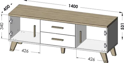 Productafbeelding van Cama LOTTA TV14 2D2S: TV-standaard en entertainmentcenter met 2 lades